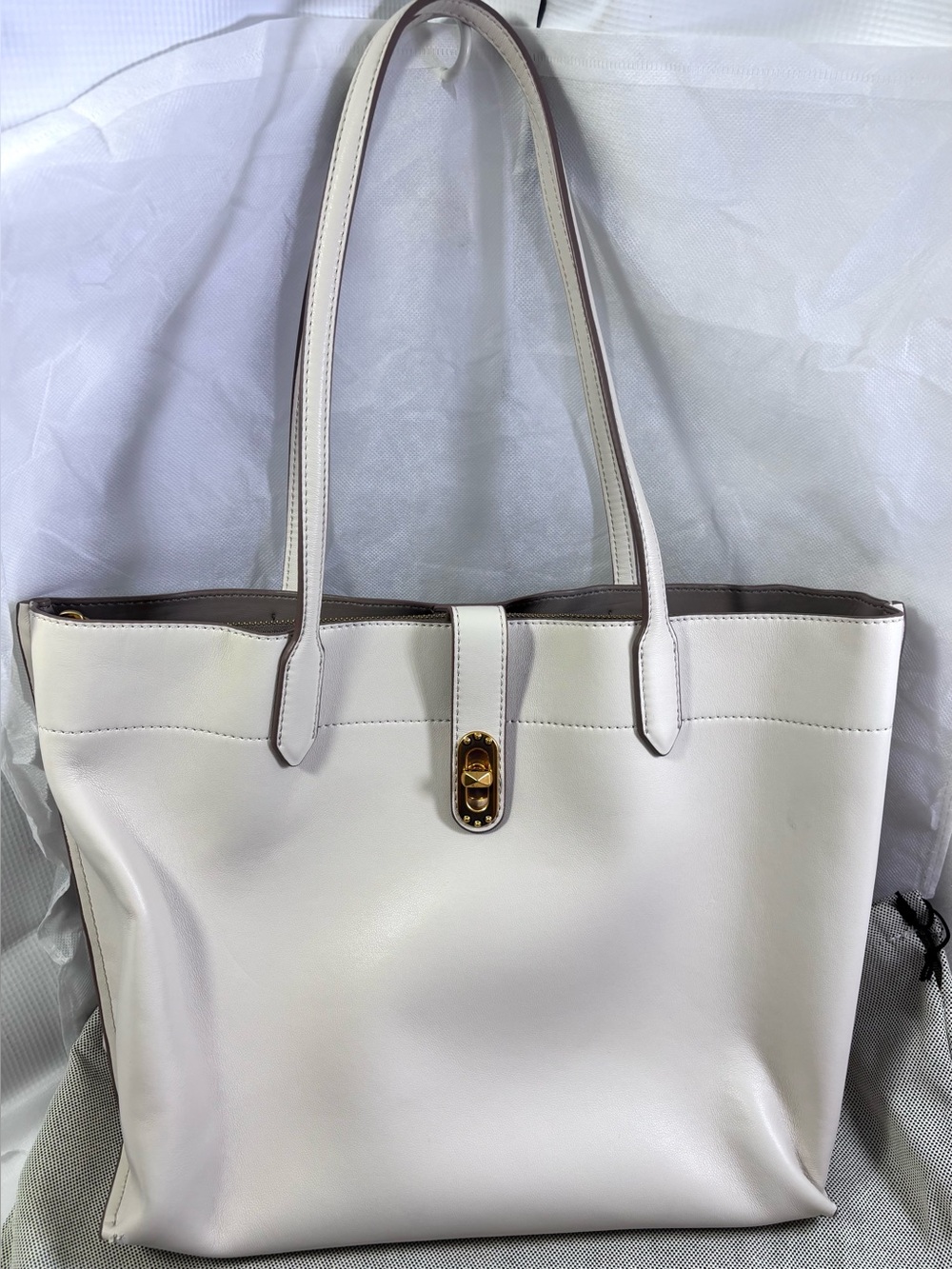Donna Karan Bridgehampton Turn lock Triple Compartment Tote. Sand.